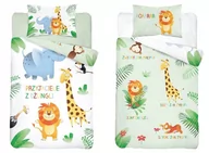 Pościel dla dzieci - Pościel bawełniana dziecięca, 100x135, zielona zwierzęta, PPG-87, 2-częściowa - miniaturka - grafika 1