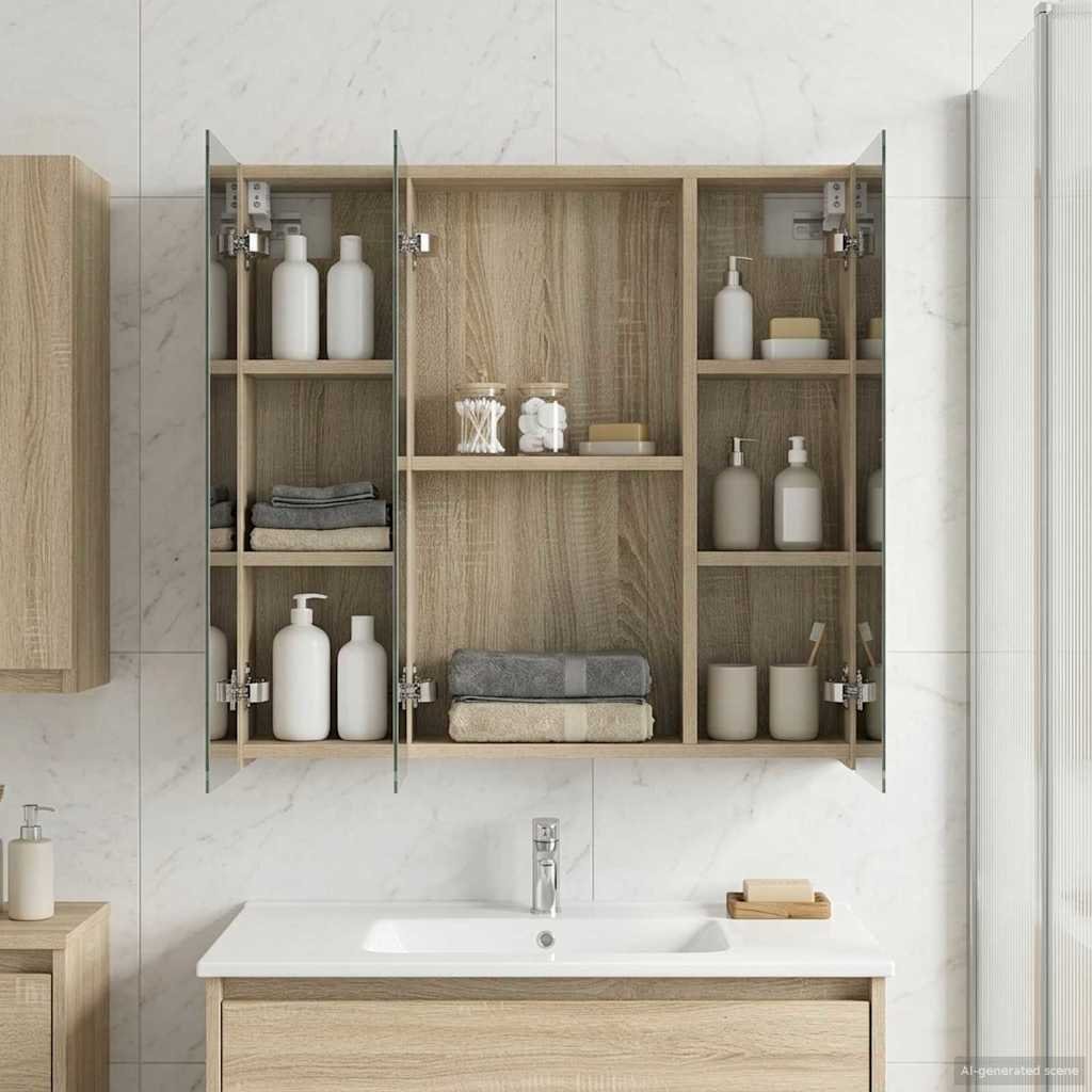vidaXL vidaXL Szafka z lustrem do łazienki Dąb Sonoma 70 x 14,5 x 70 cm