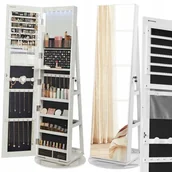 Toaletki - Toaletka kosmetyczna obracana z lustrem na biżuterię lustro Led wewnątrz - miniaturka - grafika 1