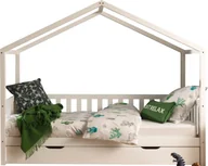 Pościel - Łóżko domowe Dallas 1 z ramą boczną 90 x 200 cm i szufladą na pościel, białe - miniaturka - grafika 1