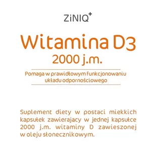 TITLIS SPÓŁKA Z OGRANICZONĄ ODPOWIEDZIALNOŚCIĄ ZINIQ Witamina D3 2000 j.m. 60 kapsułek - Witaminy i minerały - miniaturka - grafika 3