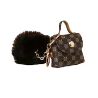Czasopisma - Brelok z Pomponem i Torebką Czarny Pompon i Brązowa Torebka - miniaturka - grafika 1