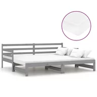 Łóżka - Łóżko wysuwane, szare, lite drewno sosnowe, VidaXL, 2x90x200 cm - miniaturka - grafika 1