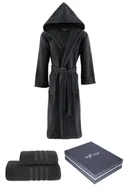 Szlafroki męskie - Unisex szlafrok STRIPE + ręczniki + pudełko XL + ręczniki + pudełko Antracyt - miniaturka - grafika 1
