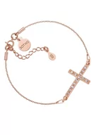 Bransoletki - Bransoletka z krzyżem wysadzanym SWAROVSKI® CRYSTAL z różowego złota - miniaturka - grafika 1