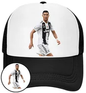 Czapki i chusty sportowe męskie - Czapka z Daszkiem Cristiano Ronaldo Czarna z Nadrukiem Siatka Bejsbolówka - miniaturka - grafika 1