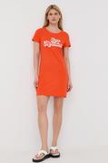 Sukienki - Love Moschino sukienka bawełniana kolor pomarańczowy mini prosta - miniaturka - grafika 1