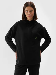 Damski polar z kapturem rozpinany 4F 4FWAW24TFLEF248 - czarny - Koszulki sportowe damskie - miniaturka - grafika 1