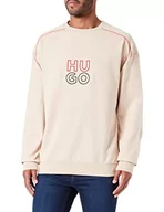 Bluzy męskie - HUGO Męska bluza Stacked LOUNGEW, jasny beż 274, M, Light Beige274, M - miniaturka - grafika 1