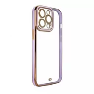 Etui i futerały do telefonów - Fashion Case etui do iPhone 12 Pro żelowy pokrowiec ze złotą ramką fioletowy - miniaturka - grafika 1