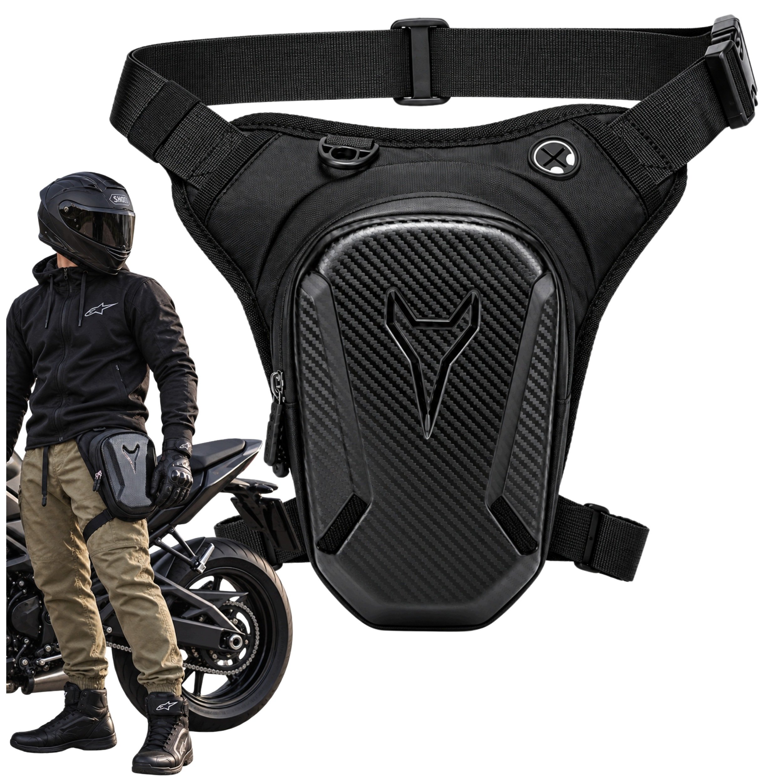 Torba Motocyklowa Na Nogę Udo Saszetka Wodoodporna Nerka Czarna Biodrówka