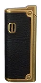 Trafika - Złota Zapalniczka Pokryta Czarną Skórą JET na Gaz - miniaturka - grafika 1