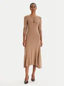 Sukienki - KARL LAGERFELD Sukienka dzianinowa B1W13003 Beżowy Regular Fit - miniaturka - grafika 1