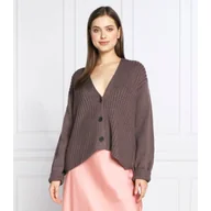 Swetry damskie - Joop! Wełniany kardigan | Relaxed fit - miniaturka - grafika 1