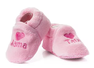 Różowe buciki niemowlęce haft MAMA TATA – 6-12m. - Buty dla dziewczynek - miniaturka - grafika 1