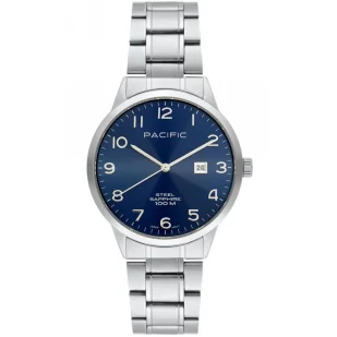 Zegarek Srebrny męski zegarek na bransolecie PACIFIC SSMB-1107D-03 - Zegarki męskie - miniaturka - grafika 1