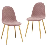 Krzesła - vidaXL Krzesła stołowe, 2 szt., różowe, obite aksamitem - miniaturka - grafika 1