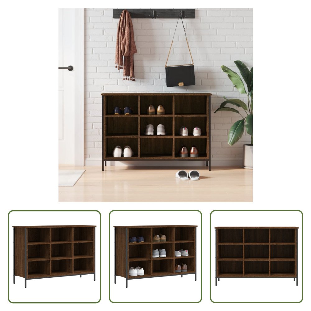 The Living Store Brązowy dębowy stojak na buty 100x35x70 cm materiał drewnopochodny