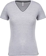 Koszulki i topy damskie - Kariban Ladies T-Shirt Piqué V-Neck K394 Wielokolorowy Oxford Grey/Navy/White XL - miniaturka - grafika 1