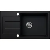 Zlewozmywaki - EOS Zlewozmywak granitowy z ociekaczem RAFAEL czarny mat - miniaturka - grafika 1