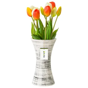 Wazon Ceramiczny Klepsydra Biały czarny flakon - Wazony i flakony - miniaturka - grafika 1