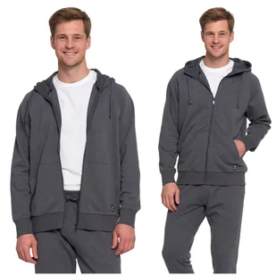 BLUZA MĘSKA KLASYCZNA ROZPINANA GŁADKA Z KAPTUREM WYGODNA MORAJ L - Bluzy męskie - miniaturka - grafika 1