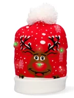 Ozdoby bożonarodzeniowe - Czapka świąteczna LED wielokolorowy renifer - miniaturka - grafika 1