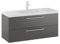 Szafki łazienkowe - Szafka Wisząca Z Umywalką RON 100 cm - Titan Mat - Uchwyty Białe Matowe - miniaturka - grafika 1