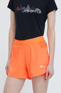 Spodenki damskie - Jack Wolfskin szorty outdoorowe Prelight 2in1 kolor pomarańczowy gładkie medium waist 1509021 - grafika 1