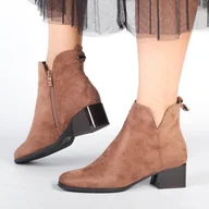 Botki damskie - Daszyński M Zamszowe botki damskie na obcasie w kolorze khaki M 2130-3 - M - miniaturka - grafika 1