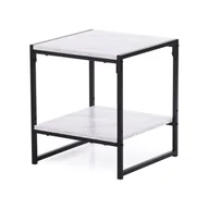 Ławy i stoliki kawowe - Homede Stolik Kawowy Z Półką Coxe 40X40X45 Biały Marmur + Czarny - miniaturka - grafika 1