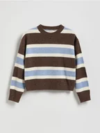 Swetry dla dziewczynek - Reserved - Sweter w paski z domieszką wełny - wielobarwny - miniaturka - grafika 1