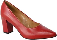 Czółenka - Czółenka Acord 6311 Lico 107 Czerwone Skórzane - ACORD - miniaturka - grafika 1