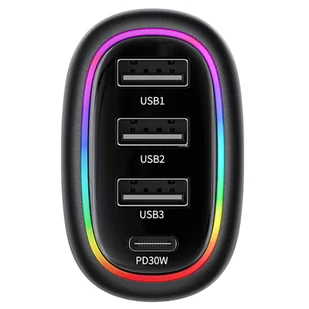 USAMS Ład. sam. 1xUSB-C 3xUSB-A C34 48W 3A+C PD Fast Charge czarny/black CC170CC01 (US-CC170) - Ładowarki samochodowe - miniaturka - grafika 12