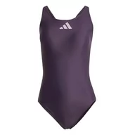 Stroje kąpielowe - adidas Damski strój kąpielowy z 3 barami, 91 cm, czarny, Czarny, 128 - miniaturka - grafika 1