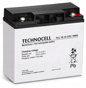 TCL18-12 TECHNOCELL Akumulator AGM 12V 18Ah - Baterie do zasilaczy awaryjnych UPS - miniaturka - grafika 1