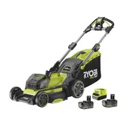 Kosiarki - Ryobi Kosiarka bezszczotkowa 40 cm, akumulatorowa ONE+ HP 18V, z dwoma akumulatorami 4.0 Ah i ładowarką | RY18LMX40B-240 - miniaturka - grafika 1