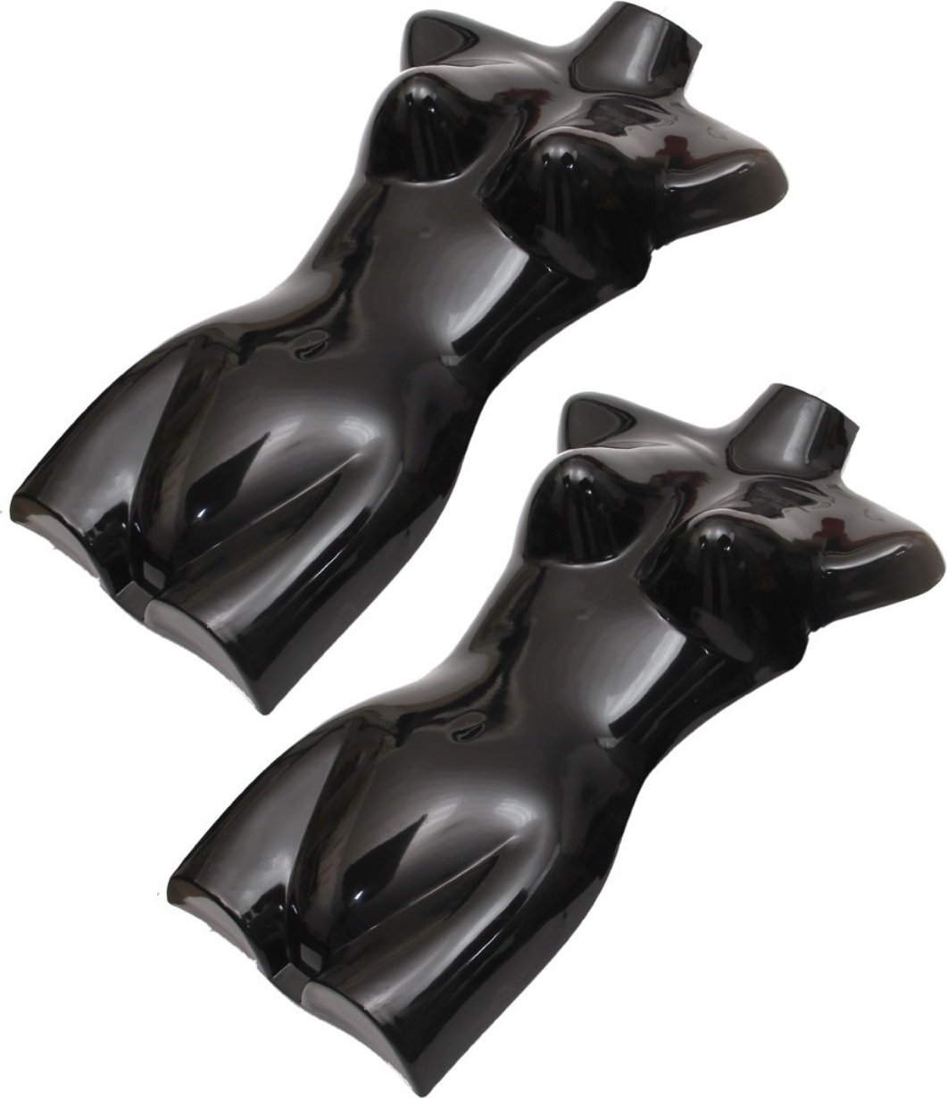 zestaw 2 damskich torsów, plastikowy tors damski 72 cm, pół plastikowego korpusu w kolorze czarnym, popiersie manekina, pół plastikowego korpusu damskiego, figurka manekina, manekin z haczykami