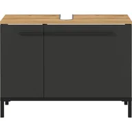 Szafki łazienkowe - Ciemnoszara szafka pod umywalkę w dekorze dębu 80x59 cm Yonkers – Germania - miniaturka - grafika 1