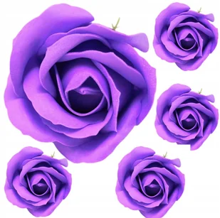 KWIATY MYDLANE róże róża z mydła główka LAWENDOWA fioletowa 5szt - Sztuczne kwiaty - miniaturka - grafika 1