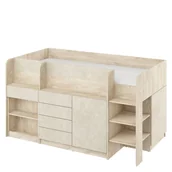 Łóżka dla dzieci i młodzieży - Łóżko Piętrowe Smile Prawe Dąb Endgrain / Granada Migdał MebloCross Granada Migdał, Dąb Endgrain - miniaturka - grafika 1