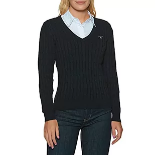 Gant Damski sweter z dzianiny z dekoltem w serek, 433 Wieczorny niebieski, 38 - Swetry damskie - miniaturka - grafika 1