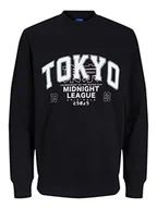 Bluzy męskie - JACK & JONES Męska bluza Jorbig City Sweat Crew Neck Tg, czarny, XL - miniaturka - grafika 1
