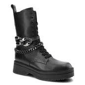 Botki damskie - Czarne Botki Karino Damskie Skórzane Modne Obuwie - miniaturka - grafika 1