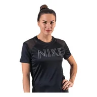 Koszulki i topy damskie - Nike Damska koszulka W Nk Dry Miler Ss Gx Czarny/czarny/metaliczny srebrny XXL - miniaturka - grafika 1