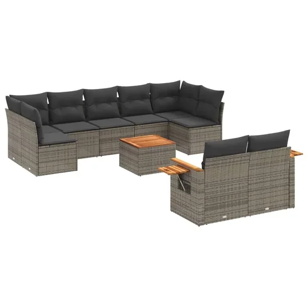 Modułowy zestaw wypoczynkowy z rattanem PE szary, wymiary: 62x62x69 cm