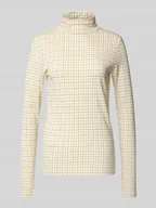 Bluzki damskie - Bluzka z długim rękawem o kroju slim fit z mieszanki bawełny i modalu - miniaturka - grafika 1