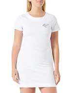 Sukienki - Love Moschino Damska sukienka z krótkim rękawem, trapezowa, biała, rozmiar 44, optical white, 44 - miniaturka - grafika 1