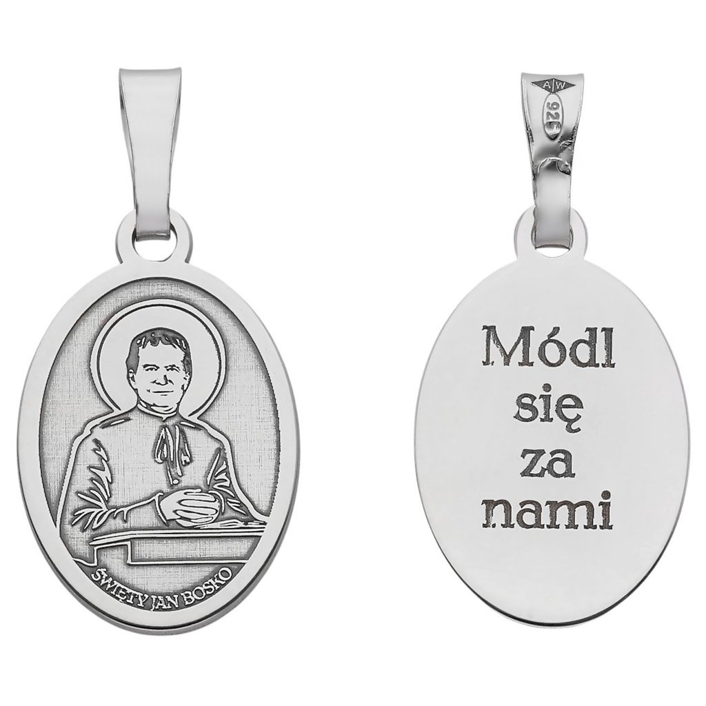 Medalik srebrny Ag 925 rodowany Św. Jan Bosko MDC040R