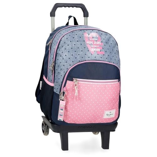 Pepe Jeans Noni Denim Plecak Podwójna komora z wózkiem Wielobarwny 32x44x22 cms Poliester 25,81L by Joumma Bags, Wielobarwny, Podwójny plecak Komora z wózkiem